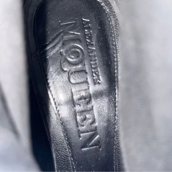 Alexander McQueen Peep Toe Ankle Booties Black Sz 37 (US 7) - Picture 13 of 16